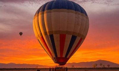 Hot air balloon flight at sunrise in Marrakech