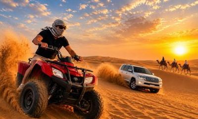 VIP Dubai Red Dunes Safari, Quad Bike, Dune Bashing, Camel & BBQ