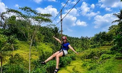 Ubud Zipline with Hiking Trek in Private Rice Terrace