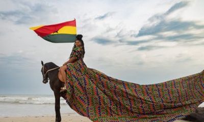 African Print Flying Dress Shoot Day Activity In Accra