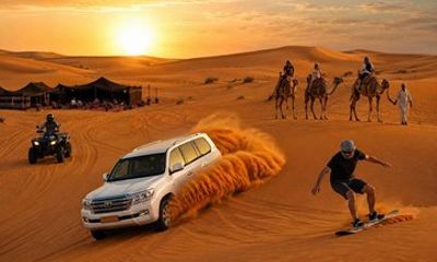 Oman Desert Adventure Camel Ride, Quad Bike, and Sandboarding