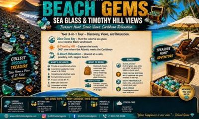 St Kitts: Beach Gems Sea Glass & Timothy Hill View