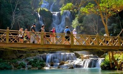 Kuang Si Waterfalls Pak Ou Caves and Sunset Cruise