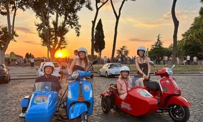 Golden Hour and After Dark Vespa Sidecar with Trevi Fountain