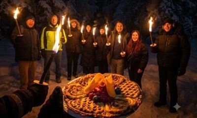 Oslo Forest Torchlight Walk and Chef's Norwegian Campfire Waffles