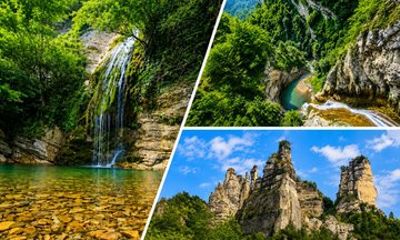 Sairme Pillars and Waterfalls Tour with Swimming from Kutaisi