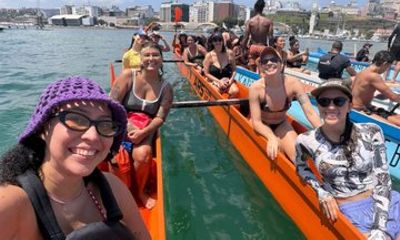 Hawaiian Canoe Paddling in the Bay of All Saints