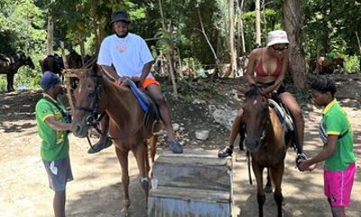 Horseback Riding Dunn's River Falls and Bluehole Waters Adventure