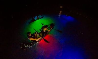 Sunset and Night LED Clear Kayak with Fluoro Snorkel Adventure